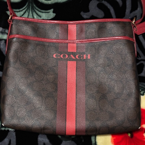 Coach Handbags - Coach Red and Brown Shoulder Bag